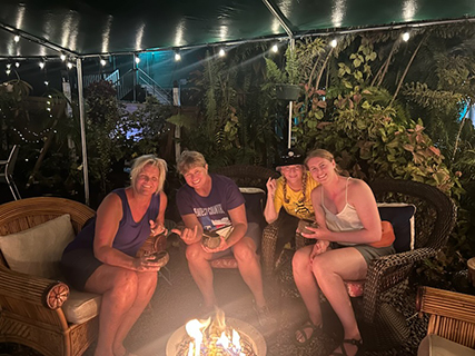 It seemed to me our GPS had routed us a little longer way heading to Huggo's, but when we zipped by Around the Kava Bowl I was reminded that in life there are no wrong turns just new adventures.  After two full days of fun, kava after dinner sounded like a great final stop to help with a good night sleep.  Maybe they called it 'the wierd Carol thing', but all I heard was 'yeah!''.  We all enjoyed the great ambiance, and I especially enjoyed the historical stories of kava in Hawaii.