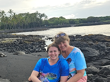 Next a quick stop to Punalu'u Beach, a black sand beach known for its green turtles (aka Honu, meaning an ancestoral spirit offering lifelong protection, wisdom and guidance).  Since I love turtles, I loved this beach.